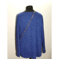 Chabrowy sweter typu melanż OVERSIZE z wydłużonym tyłem